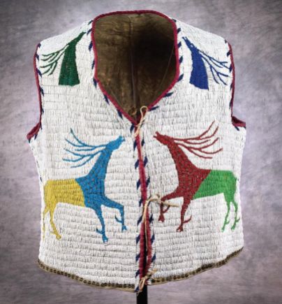 Sioux Man's Pictorial Beaded Vest, c 1880s. Image from High Noon Auction house.