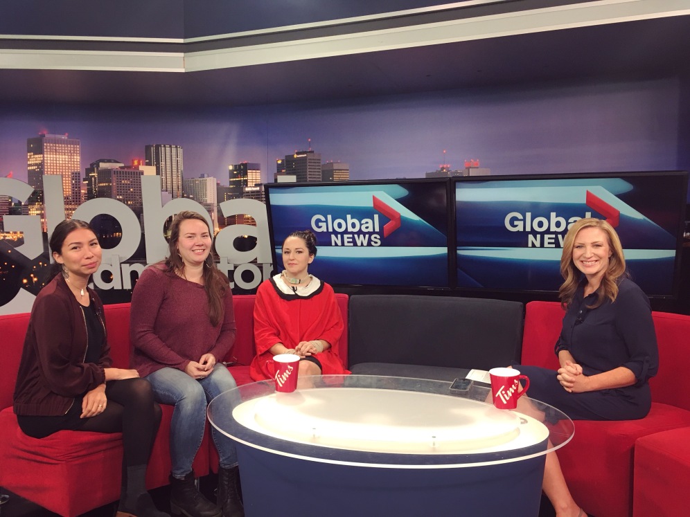 Sage Paul, Becca Taylor, and myself with the host of Global News Edmonton